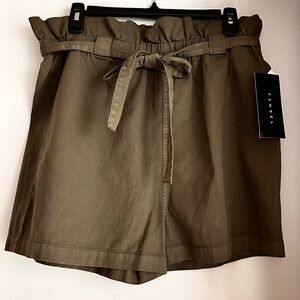 Tinsel Green Paperbag Shorts Cotton Twill Small Belt Stretch Waist